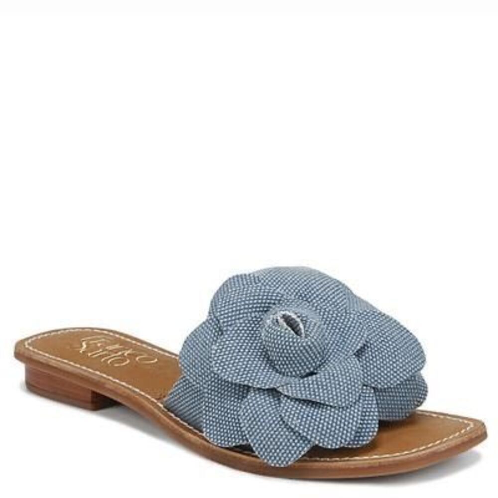Franco Sarto Women’s Tina Slide Sandal Denim Blue Flower Size 7M Shoes New
